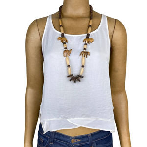 Vintage Hand Carved Wooden Animal Safari Necklace